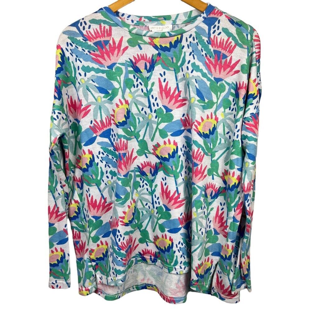 SMITH & QUINN Women's Floral Thin Sweater Size XS Pink Blue Green